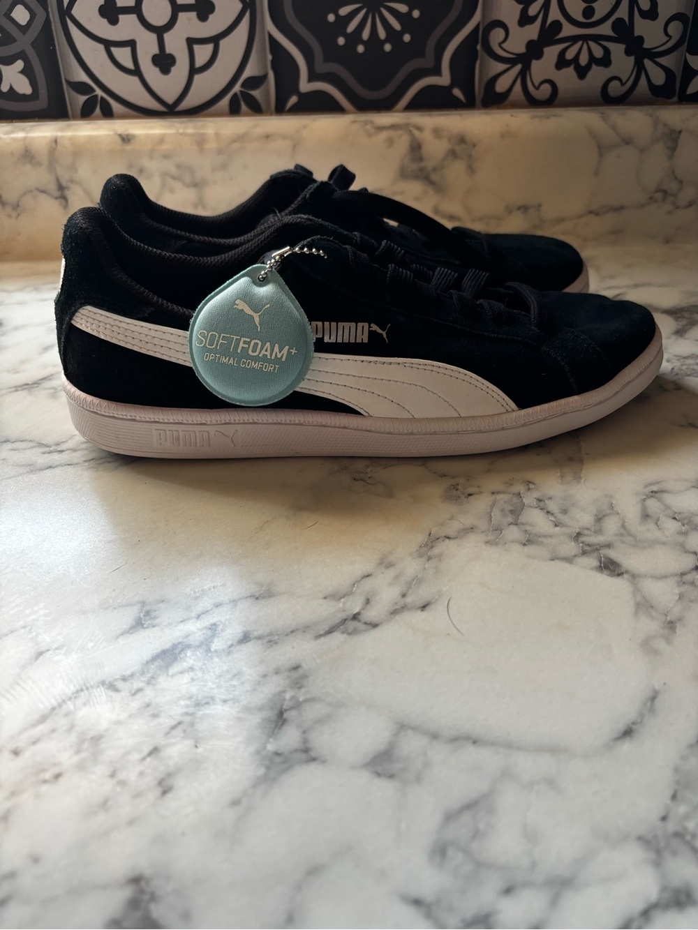 Puma Black Suede Sneakers with White Formstripe
